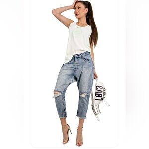 One Teaspoon Cobain Kingpins Drop Crotch Distressed Harem Boyfriend Jean - 26/6